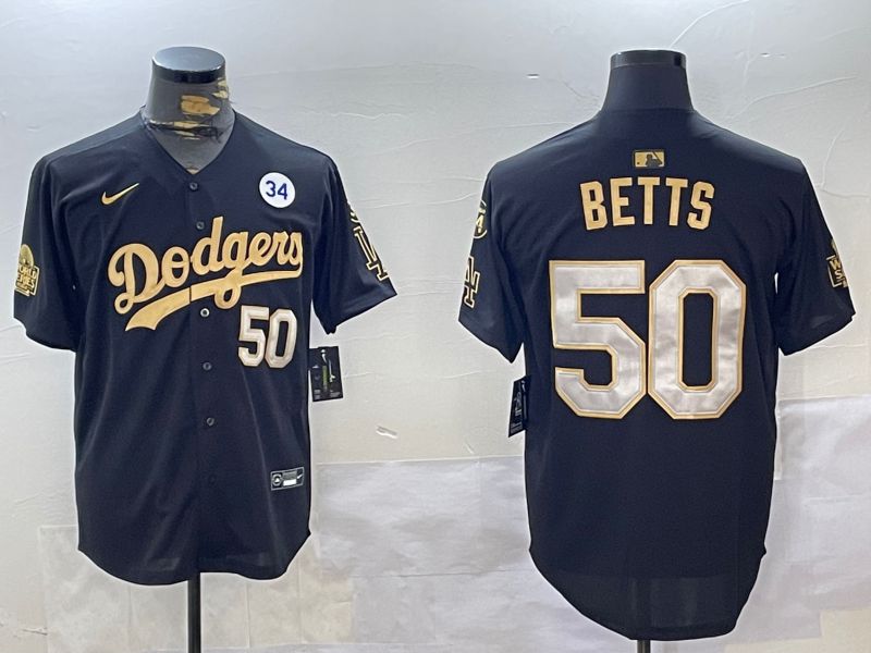 Men Los Angeles Dodgers #50 Betts Black Gold Game 2024 Nike MLB Jersey style 12021->los angeles dodgers->MLB Jersey